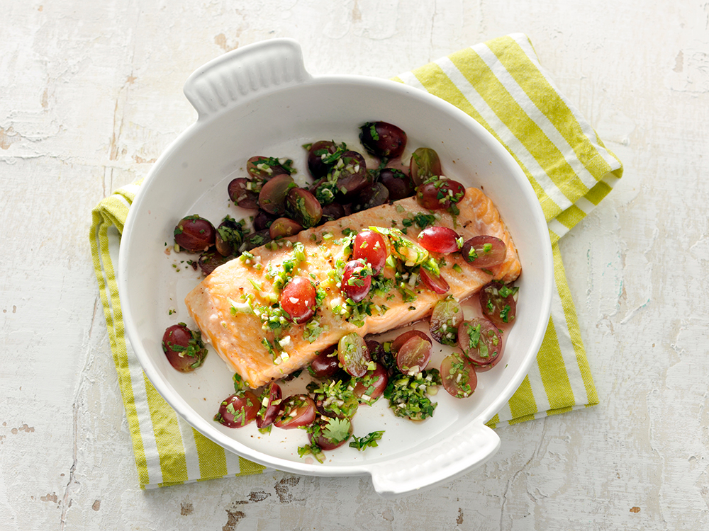 Slow Roasted Salmon with Grapes